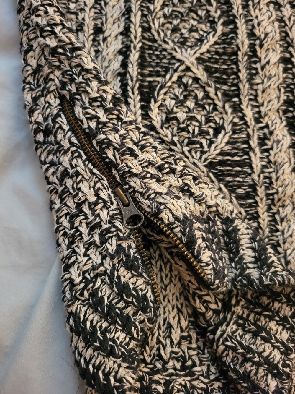 L.L. Bean Cream and Black Marled Fisherman Tunic Sweater - Picture 4 of 6